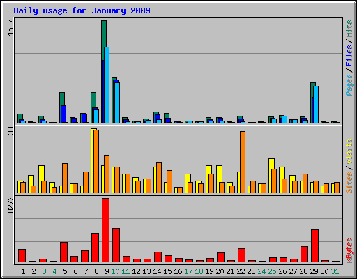 Daily usage for January 2009