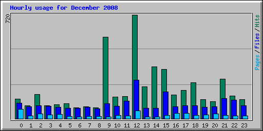 Hourly usage for December 2008