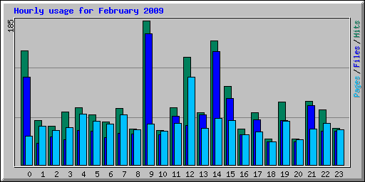 Hourly usage for February 2009